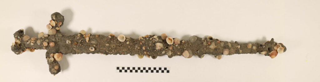 Sword encrusted with shells