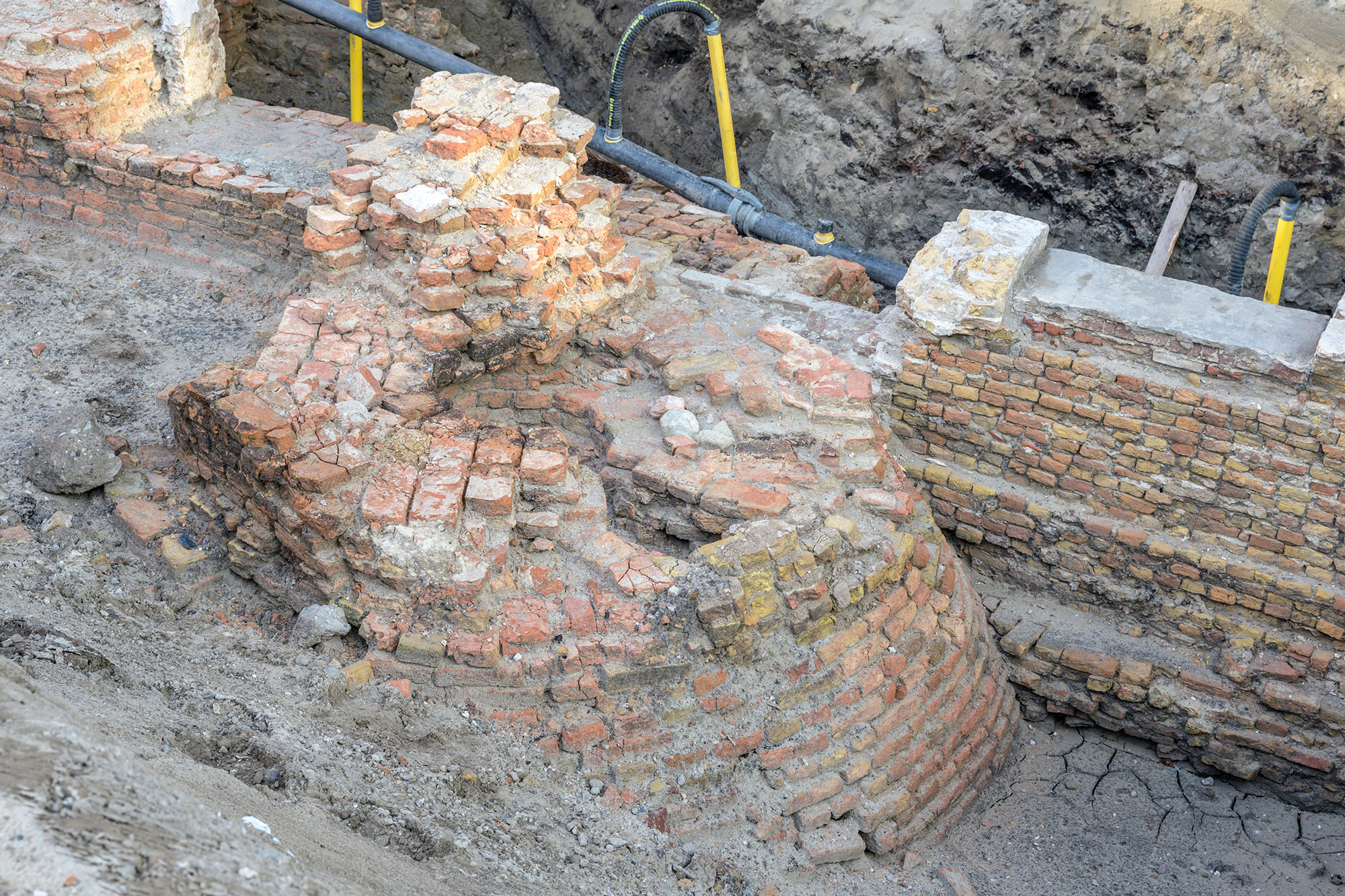 Medieval gate tower foundation, The Hague, The Netherlands