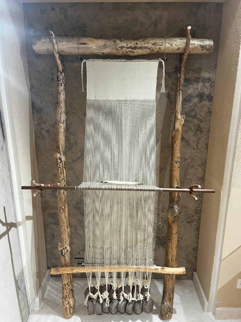 Reconstruction of a Bronze Age loom on display at the Archaeological Museum of Alcoi, Spain