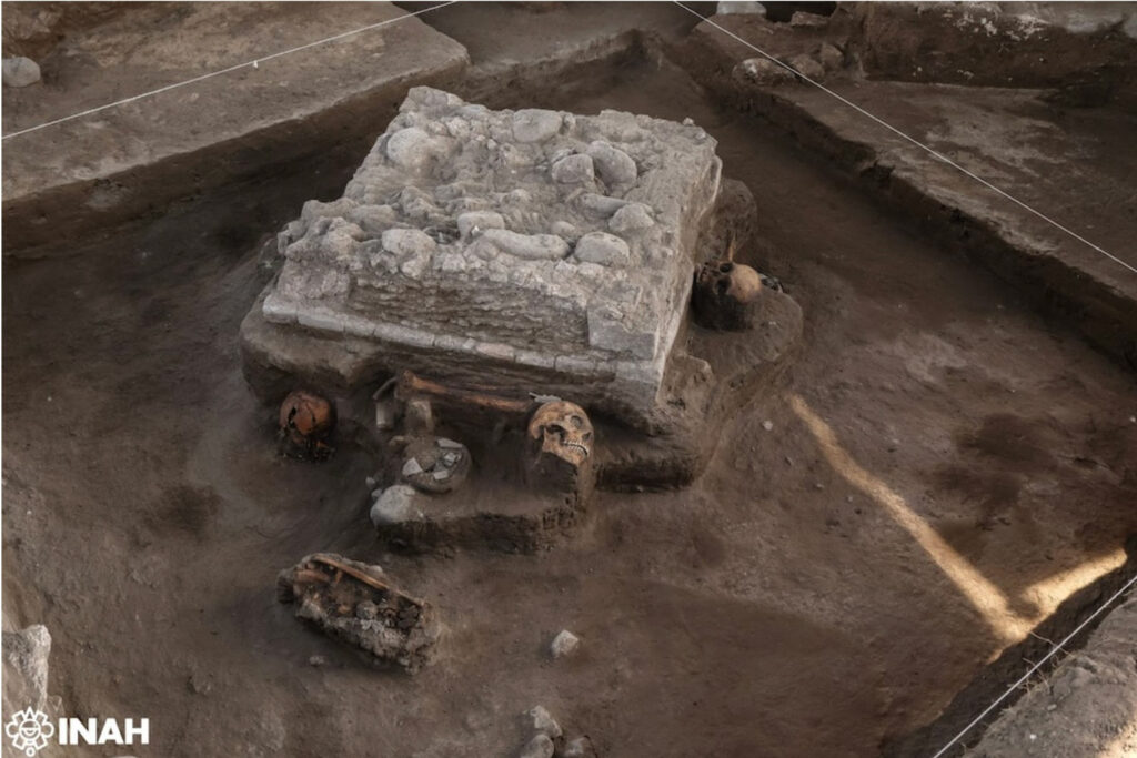 Altar and offerings uncovered outside the Tula Archaeological Zone, Hidalgo, Mexico