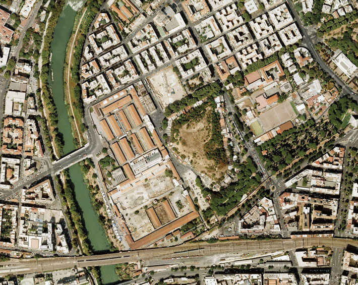 Aerial view of Monte Testaccio, Rome
