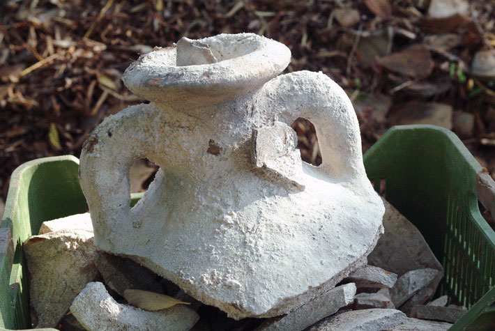 Amphora covered in lime