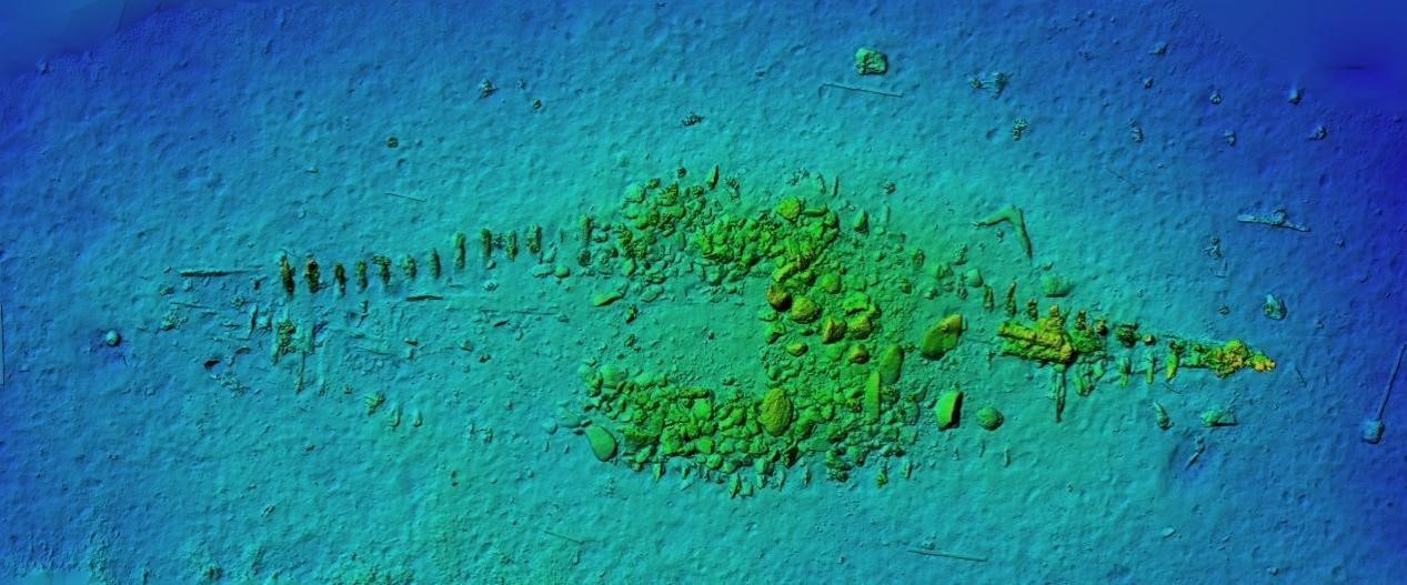 Digital terrain model of an early 19th-century shipwreck in Tristomo Bay, Greece