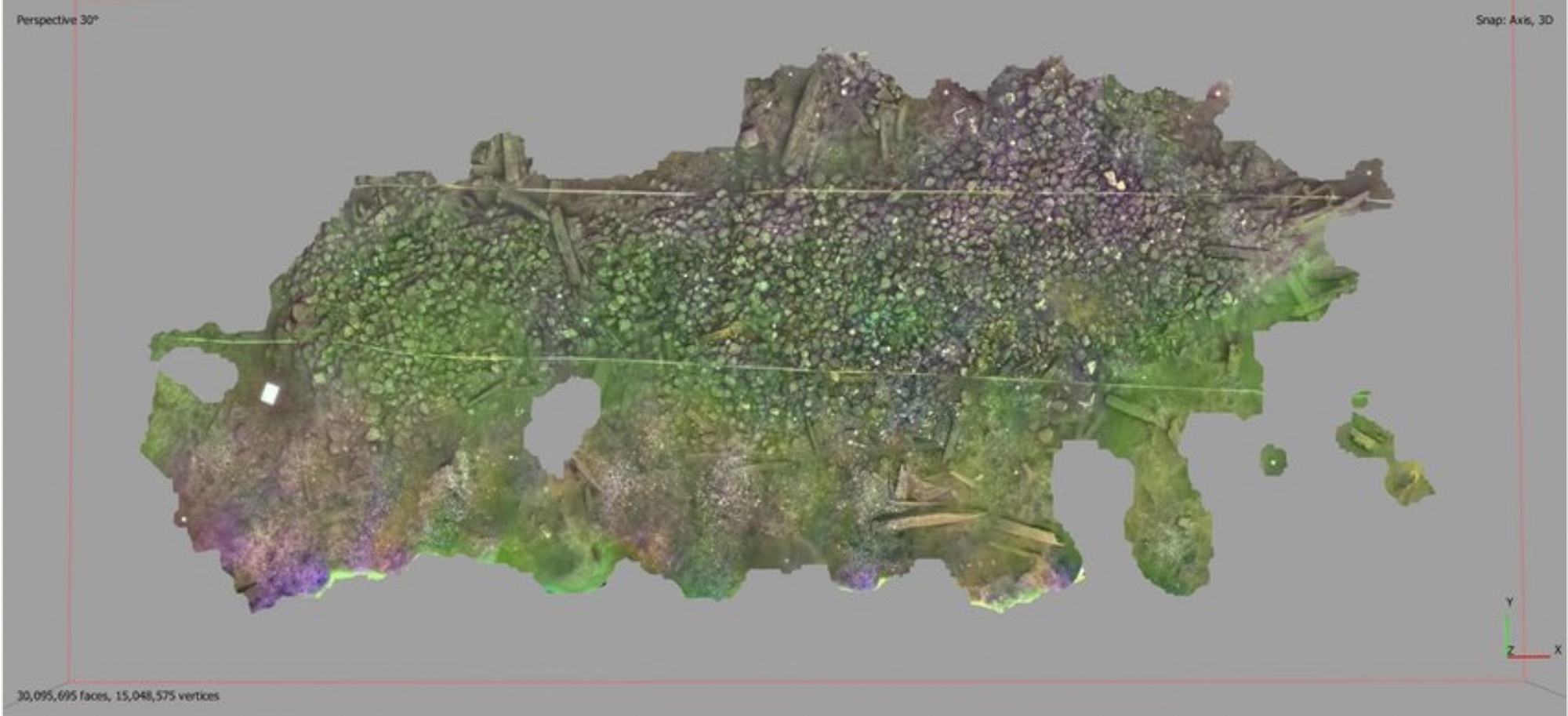 3D model of the wreck of Dannebroge with exposed ballast stones