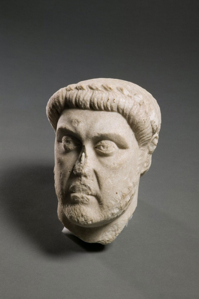Marble head of a bearded man from Smyrna, Turkey
