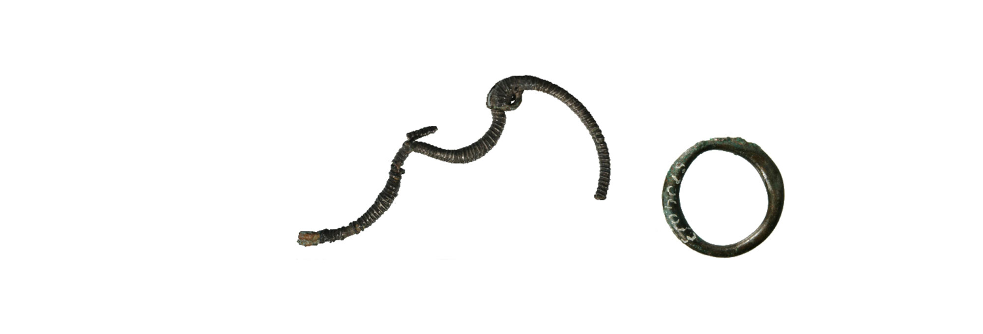 Etruscan bronze brooch and ring