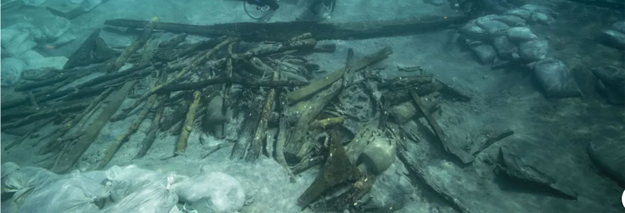 View of the excavation of the bow area of the Ilovik-Paržine 1 shipwreck