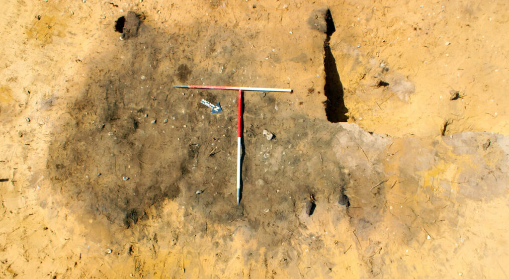 Cremation pyre at the Sizewell C site, Suffolk, England