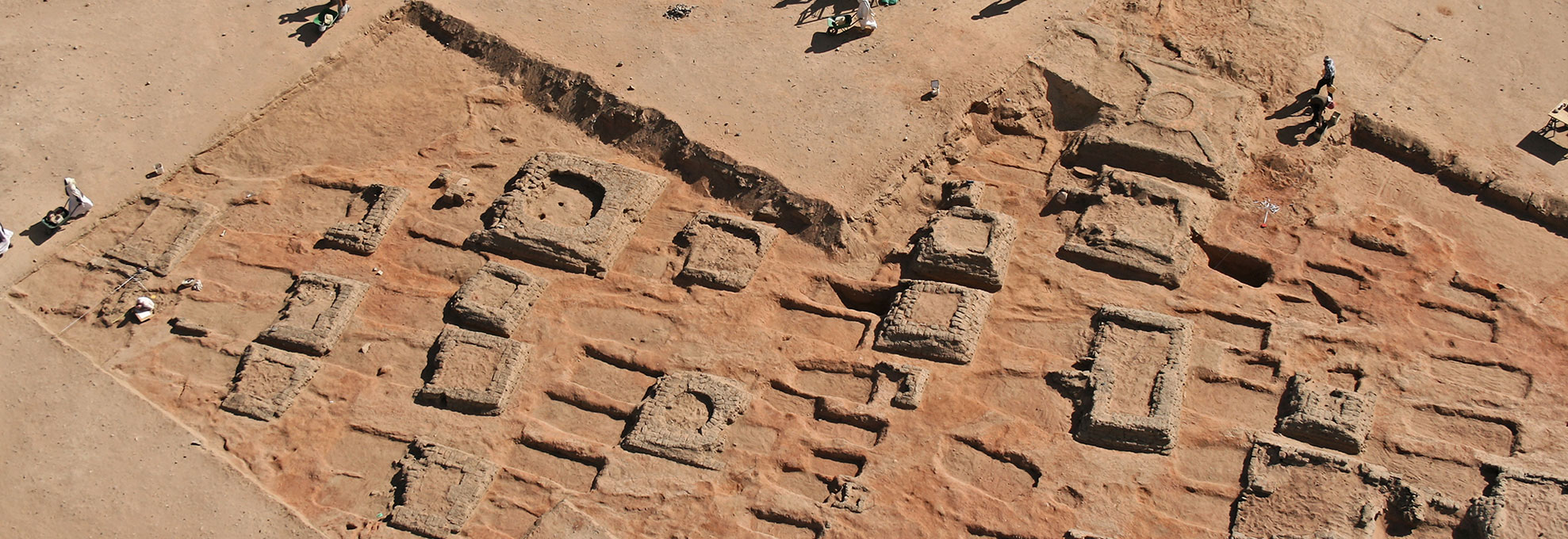 Aerial view of excavation of pyramids, Sedeinga, Sudan