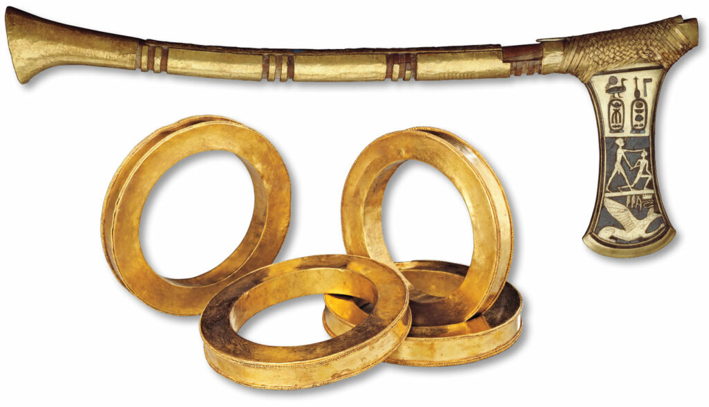 Gold battle-ax and gold bangles