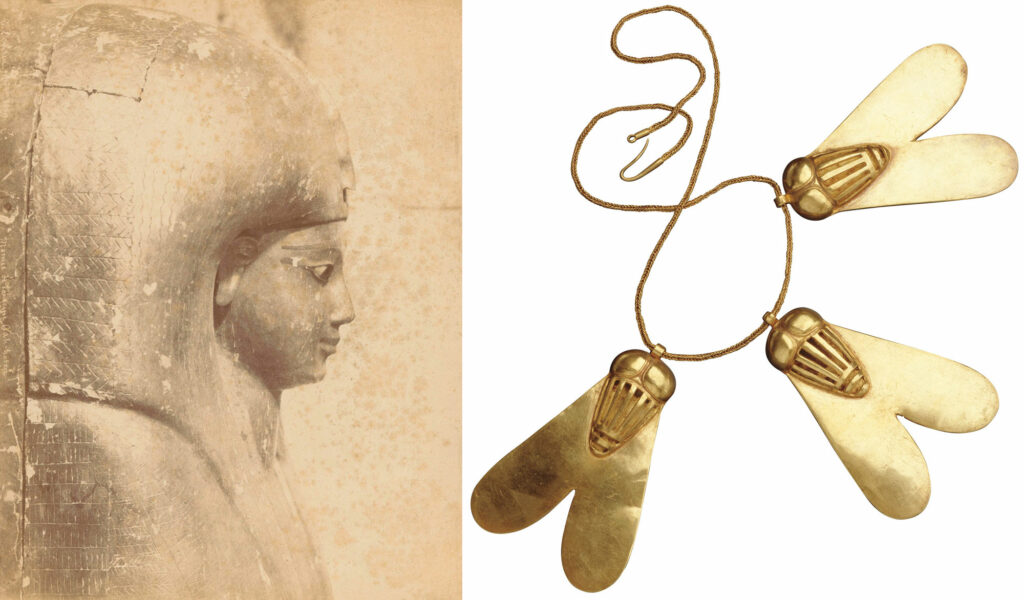 Gilded coffin and gold chain