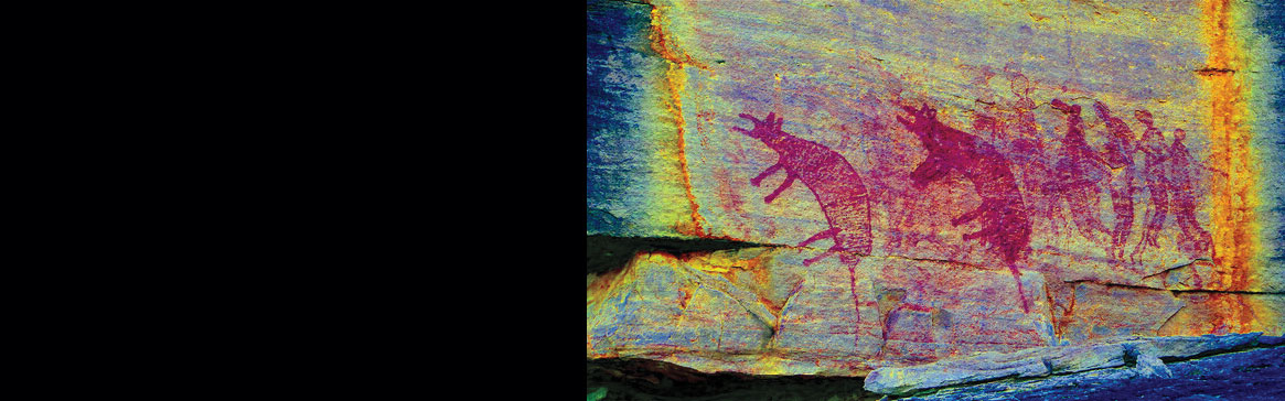 DStretch of thylacine pictograph, Arnhem Land, Australia