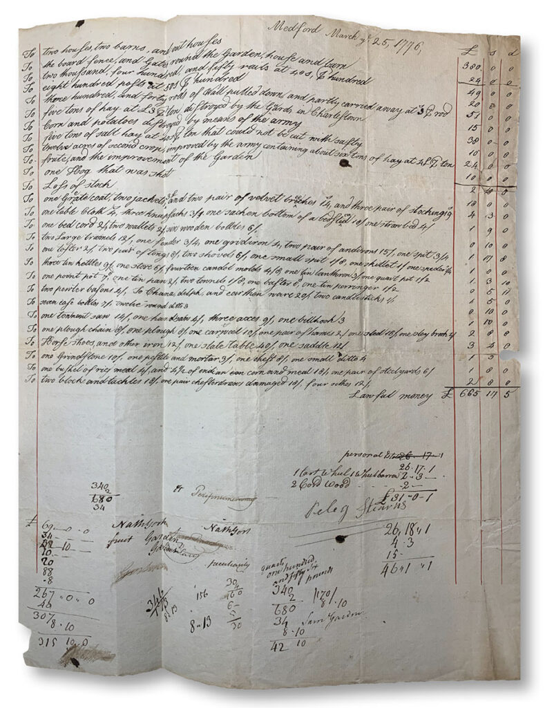 A property claim submitted by Charlestown resident Peleg Stearns