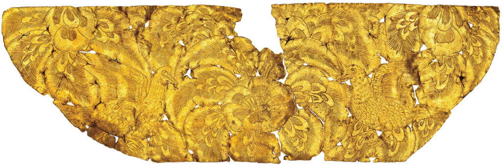 Gold foil with birds and flowers