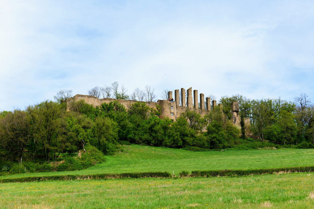 Ramparts of Lourdon Castle in the region of Burgundy