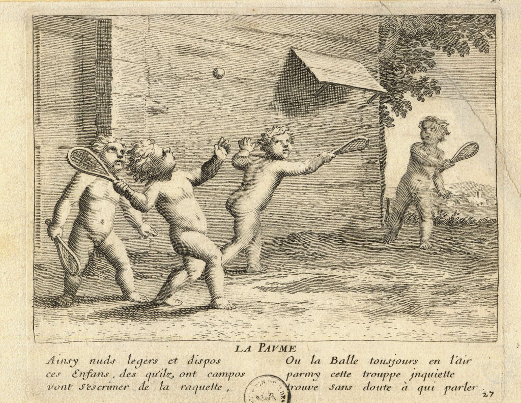 Artist Jacques Stella sketched 50 images of childhood games, including La Paume