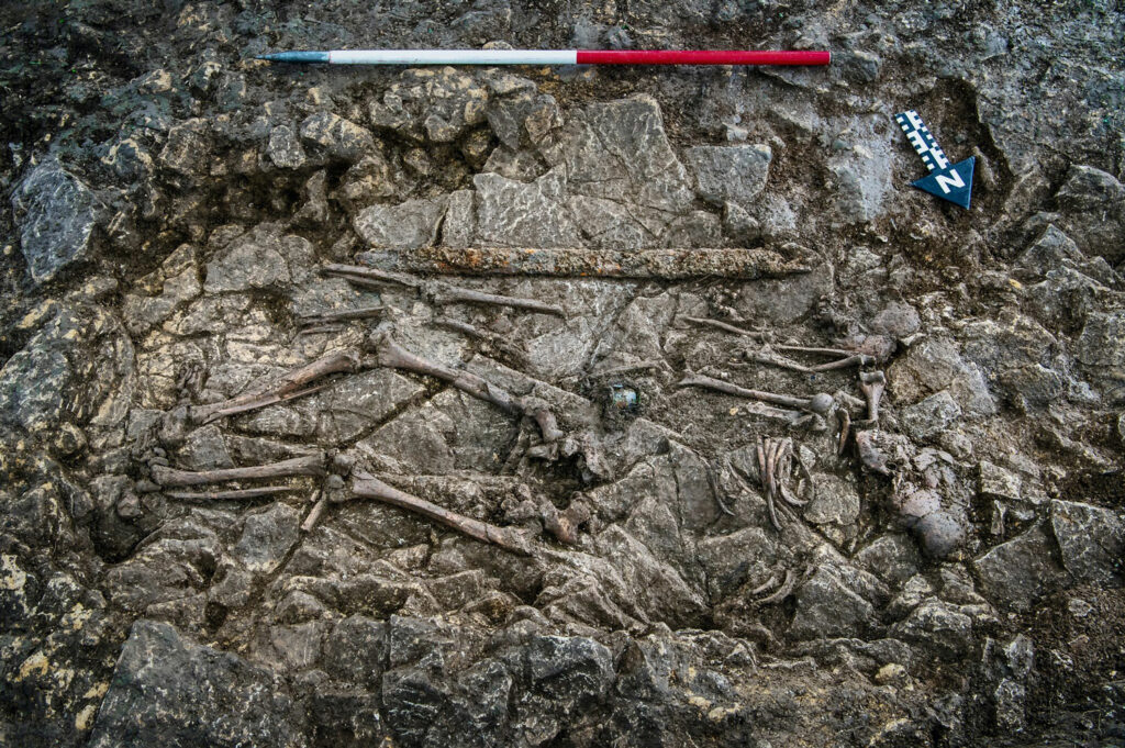 Burial of a brother and sister, Cherington, Gloucestershire, England