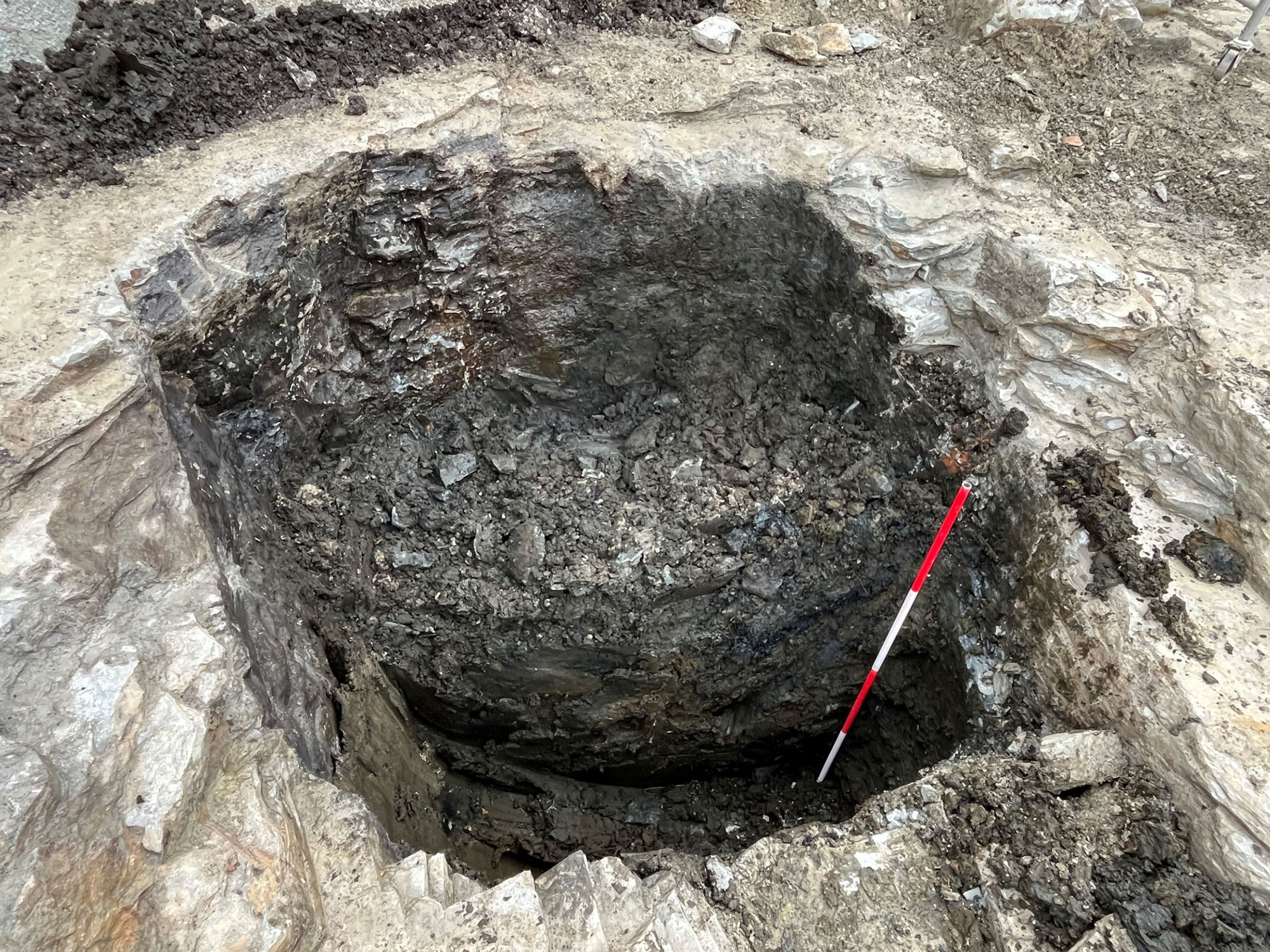 Medieval latrine during excavation, Paderborn, Germany