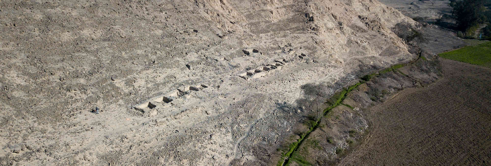 Aerial view of a cemetery in the middle Chincha Valley, Peru