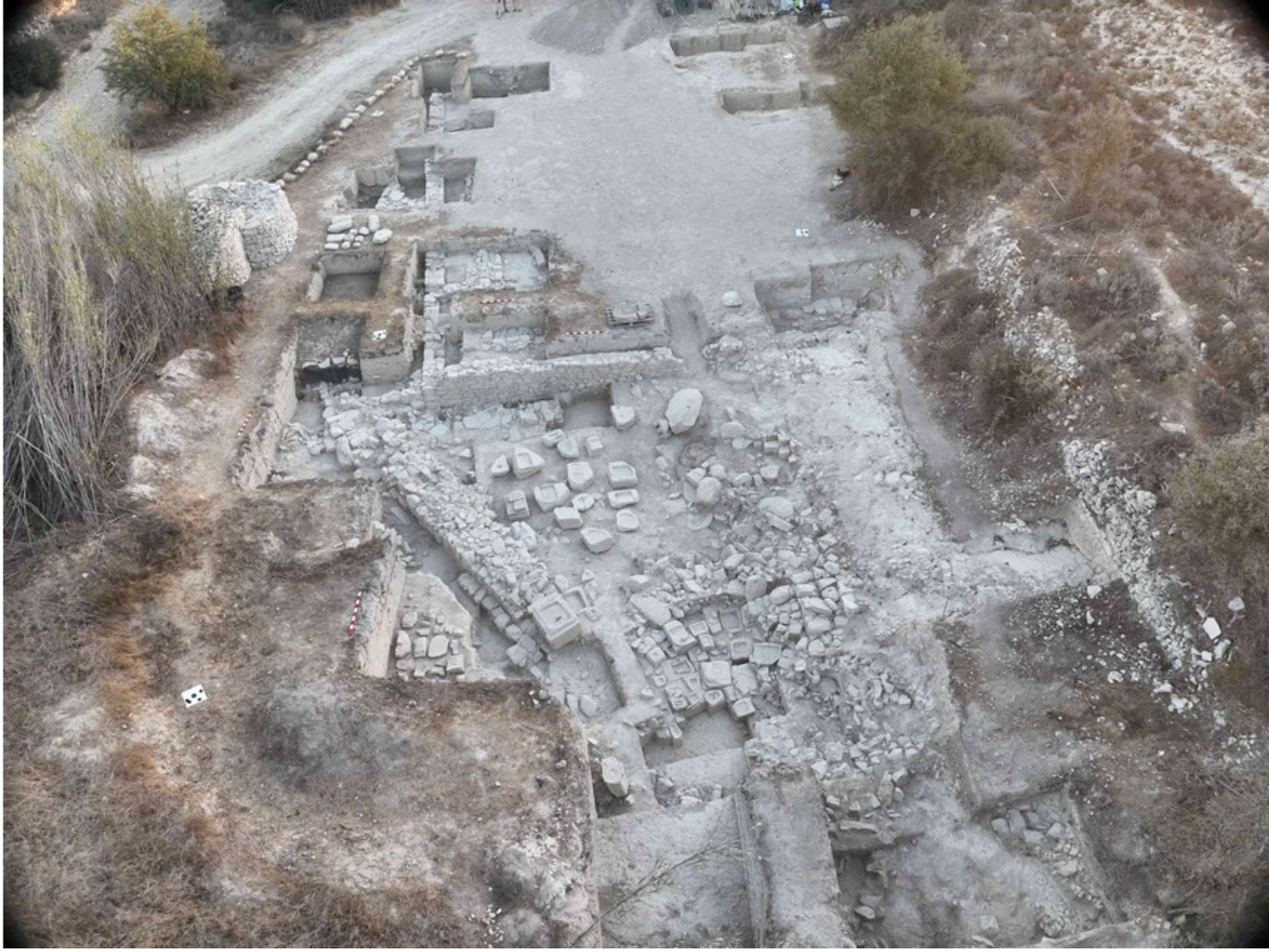 Aerial view of excavations in the Sanctuary of Apollo, Frangissa, Cyprus