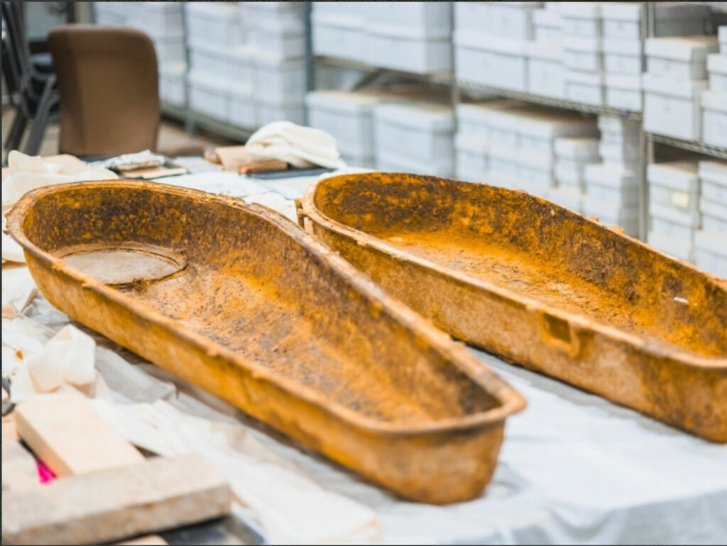 Cast iron casket discovered on the ridge of the Asylum Hill excavation site