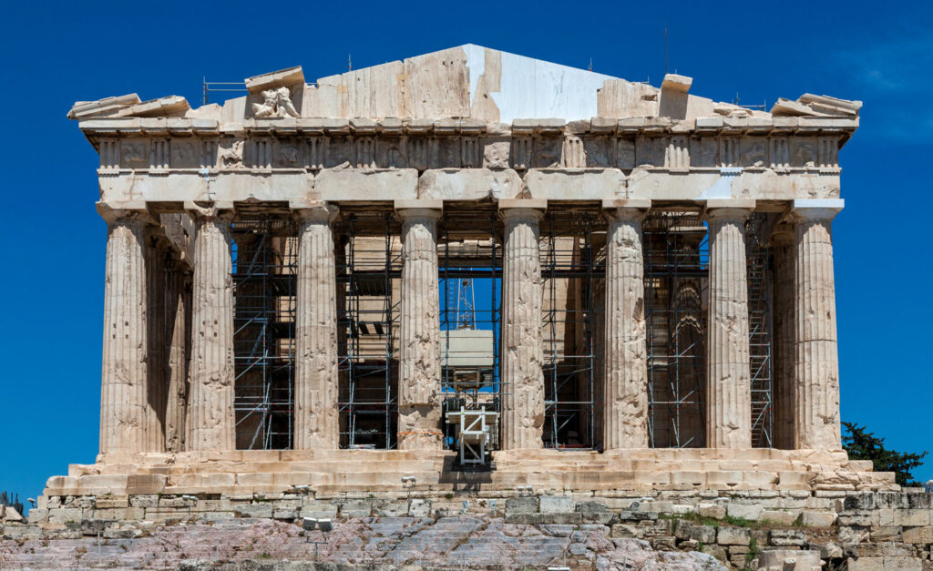 Western facade of the Parthenon, Athens, Greece