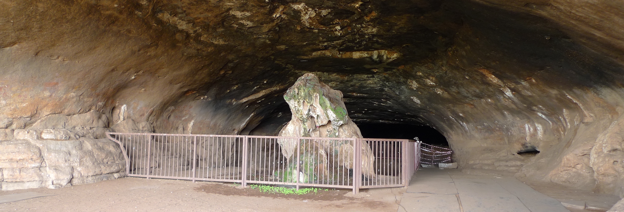 View of the interior of South Africa's Wonderwerk Cave, looking toward the back