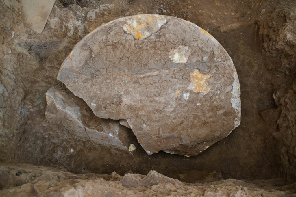 Assyrian stele in situ, Nineveh, Iraq