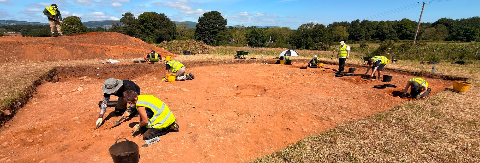 Archaeologists excavate a stone circle near the Giant's Ring outside Belfast, Ireland.