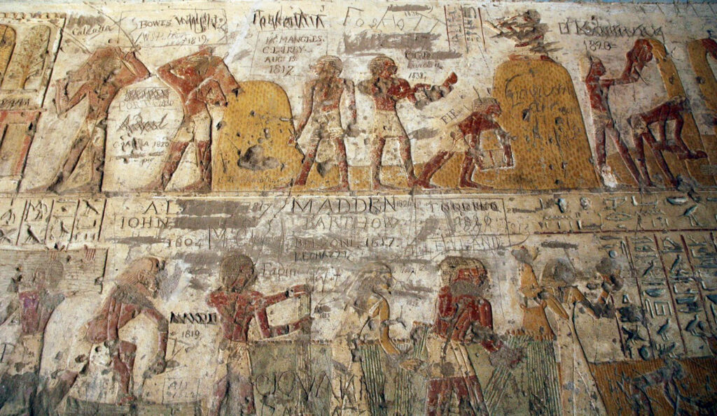 Painted relief in the Tomb of Paheri, El Kab, Egypt