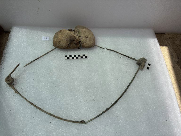 Fibula with an amber core