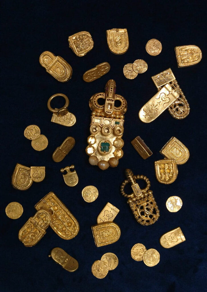 Gold buckles and coins