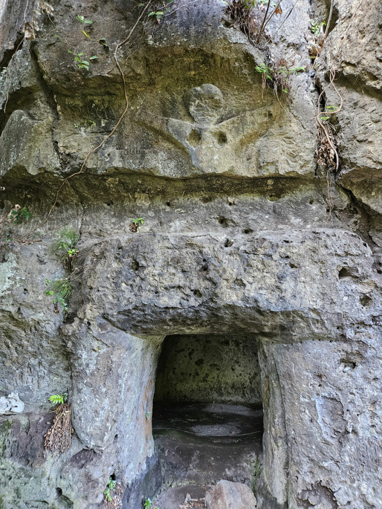 Entrance to Nabeta rock-cut tomb, Kumamoto Prefecture, Japan
