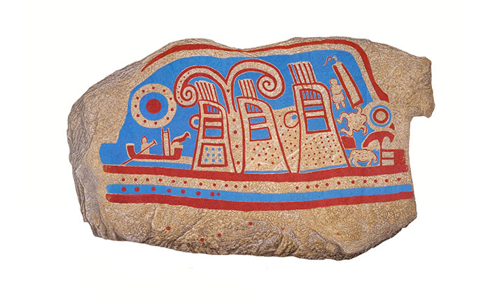 Drawing of human figure on rear wall of tomb