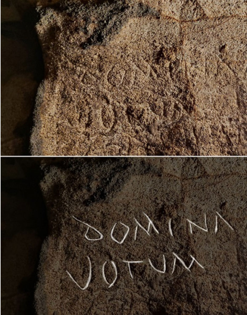 Inscription reading "Domina Votum," Cova Dones, Spain