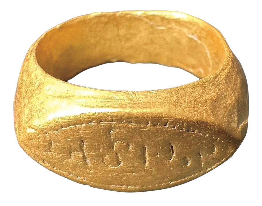Gold ring with Brahmi characters