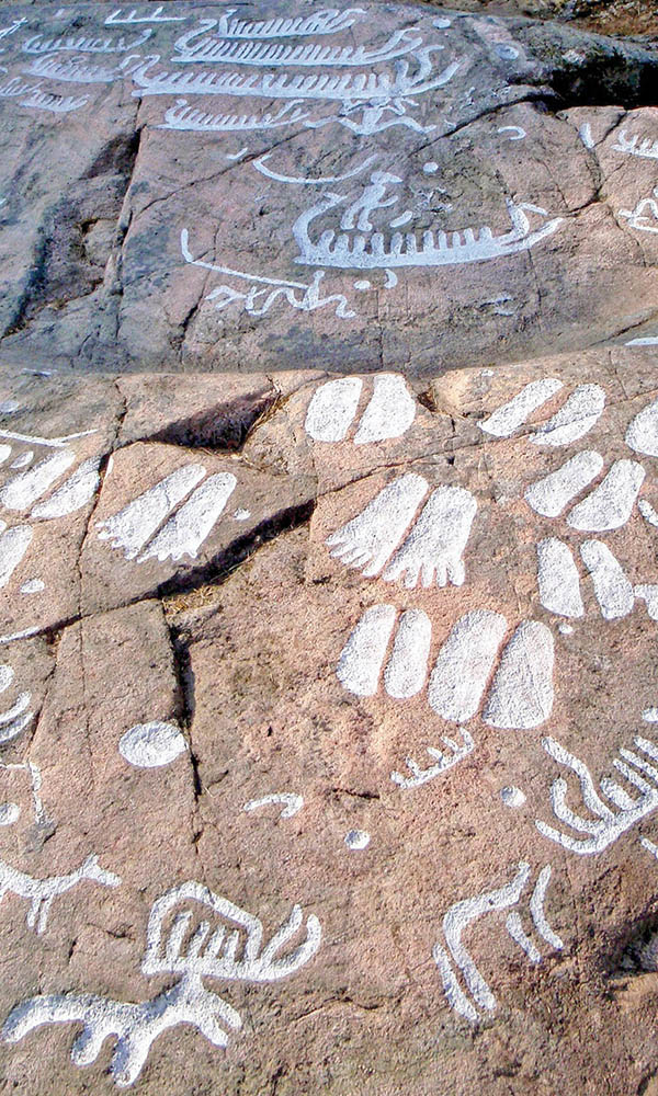 Podomorphs highlighted with paint, southern Sweden