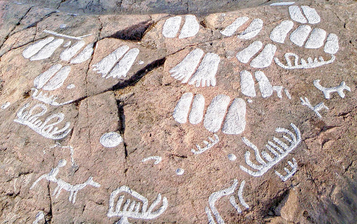 Podomorphs highlighted with paint, southern Sweden