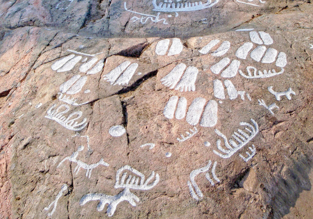 Podomorphs highlighted with paint, southern Sweden