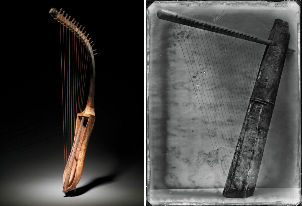 Arched harp and reconstructed angular harp