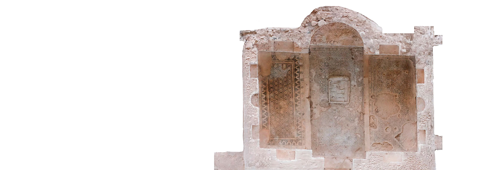 Photogrammetric model of the Fuente Álamo library showing the apse, rectangular and semicircular niches, and adjoining anterooms