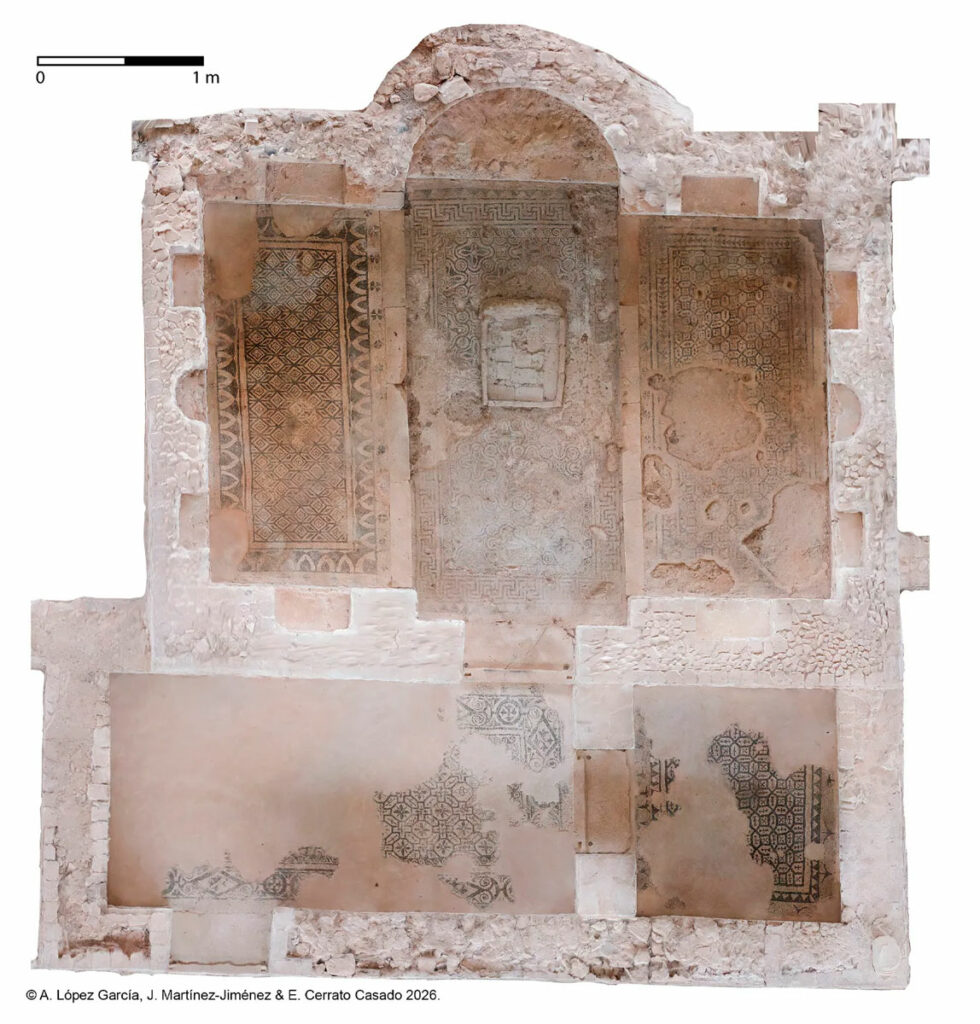 Photogrammetric model of the Fuente &Aacute;lamo library showing the apse, rectangular and semicircular niches, and adjoining anterooms