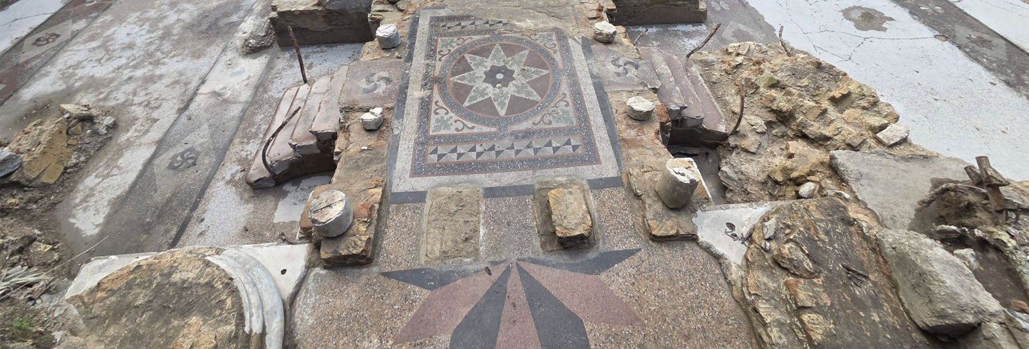 Aerial view of the excavation area in the Great Synagogue of Vilnius, Lithuania
