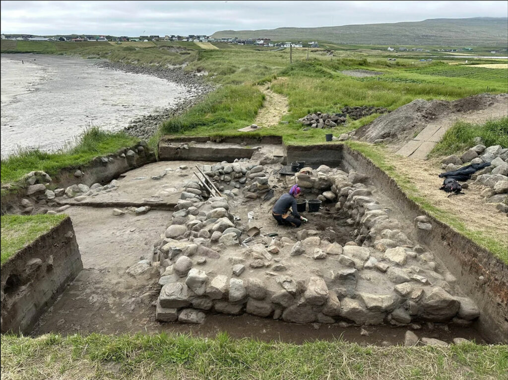 Excavation at the site of A Sondum, Sandoy, Faroe Islands