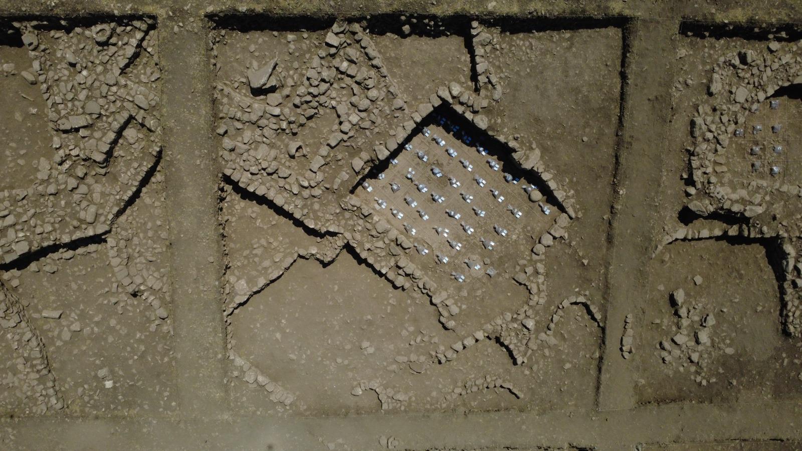 Aerial view of structures, Gobekli Tepe, Turkey