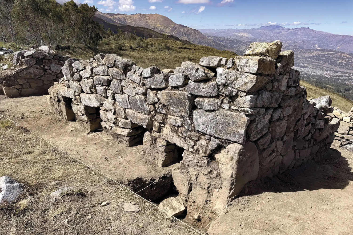 Remnants of a stone food storage structure, Wancasanga, Peru