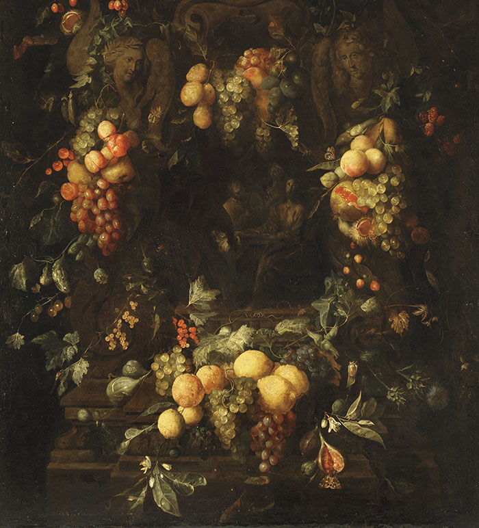 Still Life of Fruit with the Supper at Emmaus