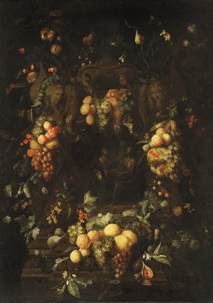 Still Life of Fruit with the Supper at Emmaus