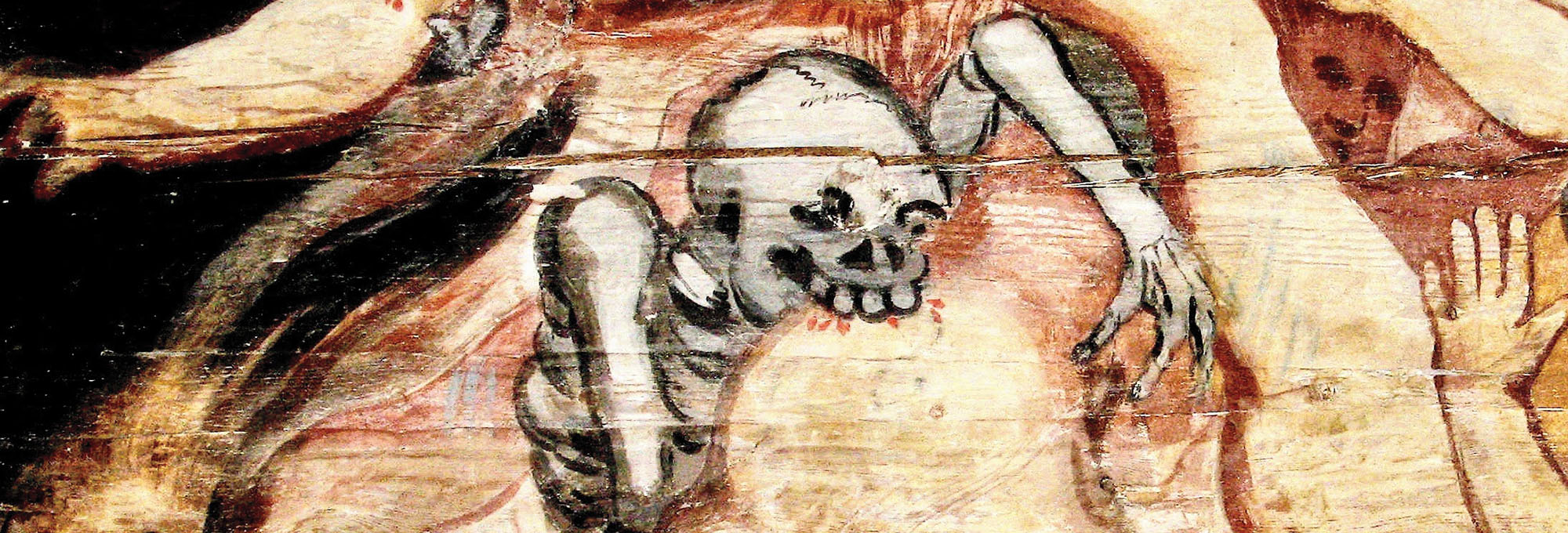 Mural depicting corpse biting human, Haukipudas, Finland
