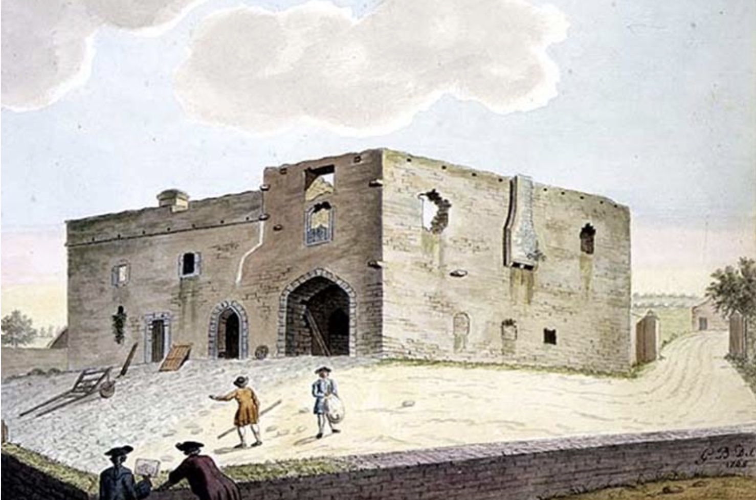 1765 watercolor of Roebuck Castle by Gabriel Beranger